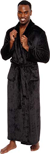 Ross Michaels Men s Big and Tall Full Length Long Bathrobe House Coat Pajamas (Black, XXL)