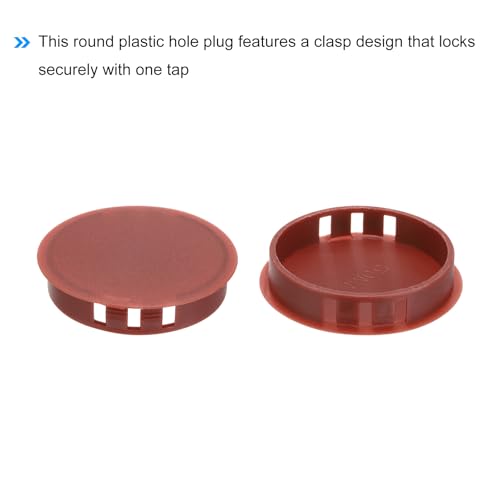 Image of MECCANIXITY 64PCS 50mm(2 inch) Red Brown Plastic Hole Plugs, Flush Type Panel Hole Plugs Insert End Caps for Locking Hole Tubes Furniture Cabinet