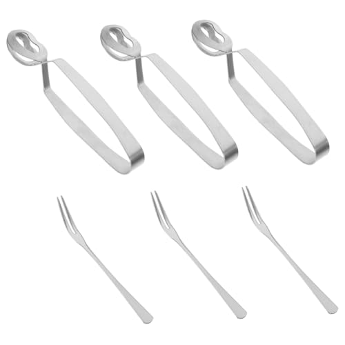 LALADEFIEE Lot 6 Pièces Pinces à Escargots Et Fourchettes à Escargots En Acier Inoxydable, Résistant à La Rouille, Léger Et Pratique, Cuisine Et Repas Conviviaux