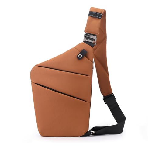 Travel Anti Pickpocket Purses, Slim Carry Crossbody Bag for Women & Man Travel Safe, Waterproof (Left Shoulder, Reddish brown)