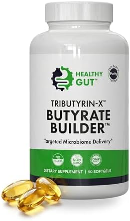 Healthy Gut Tributyrin-X | Next Generation Butyrate for Digestion Support | Reduce Bloating and Improve Bowel Movements, IBS & Leaky Gut | 90 Servings