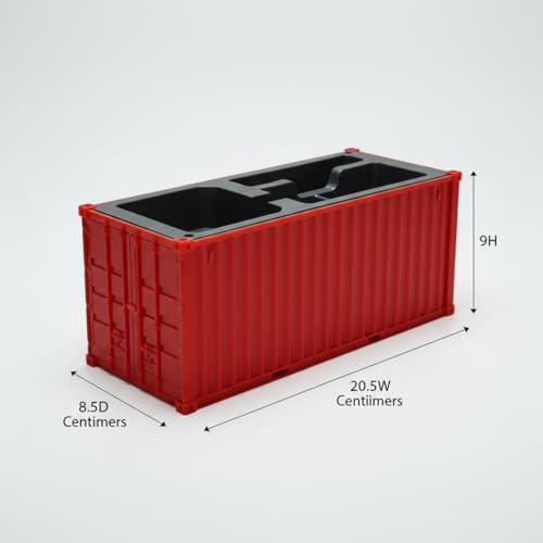 Image of Shipping Container Pen Stand, Container Style Desk Organizer Pen Stand for Office Table Shipping Company, Unique Tabletop for Gifting (Red)