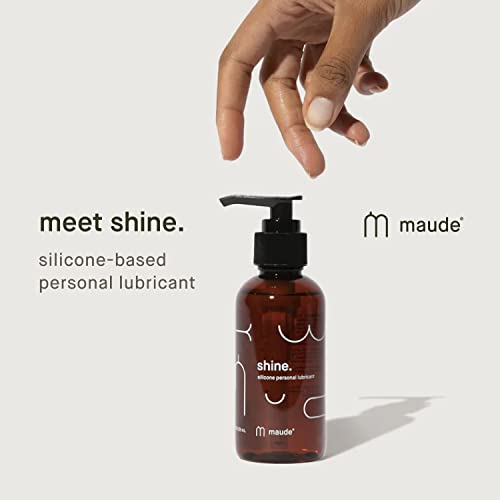 Maude Shine Silicone Long Lasting Personal Lubricant - Hypoallergenic + Fragrance Free Formula - Latex Safe Non-Sticky Silicone Lubricant (4 Oz) #TOP1