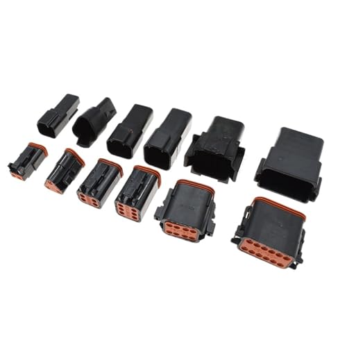 Conector DT de 6 vías macho hembra impermeable para cable eléctrico negro