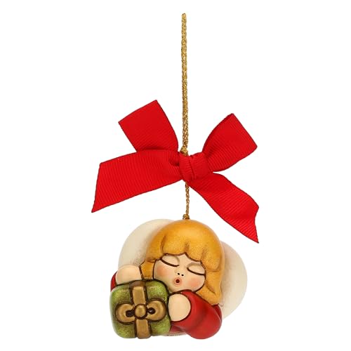 DIMENSIONI: 5.2x4.2x4.7 cm THUN - Addobbo Natalizio Regina delle Fate Shaila con Regalo in Ceramica Decorata a Mano, Versione Piccola, 5.2x4.2x4.7 cm