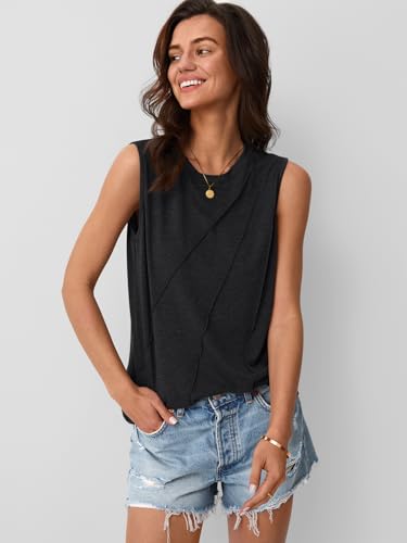 AUTOMET Womens Summer Tank Tops Spring Sleeveless T Shirts Business Casual Dressy Clothes Fashion Trendy Outfits 2025 Black XL - Image 2