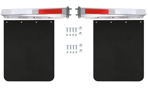Image of 2 1 /2 inch Straight Mud Flaps Hangers Set for Semi Truck Stainless Steel Mudflap Hangers with 1 /5 inch Thick 24 inchx30 inch Mudflaps