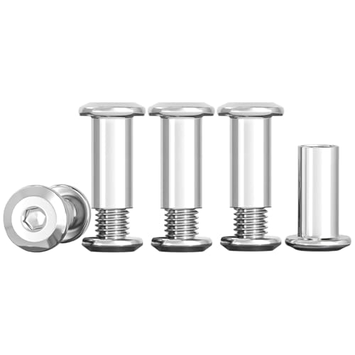 Drenky Connecting Screws M4 Stainless Steel Screws Sleeve Nuts 10 Sets Barrel Nuts Kit M4 X 20mm Hexagon Furniture Bolts Flat Hex Bolt for Bed Door