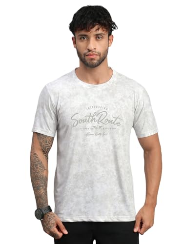 Image of Lux Nitro Men's Cloud Burst Printed Half Sleeve T-Shirt | Cotton Blend Round Neck Tee | Regular Fit Casual Wear