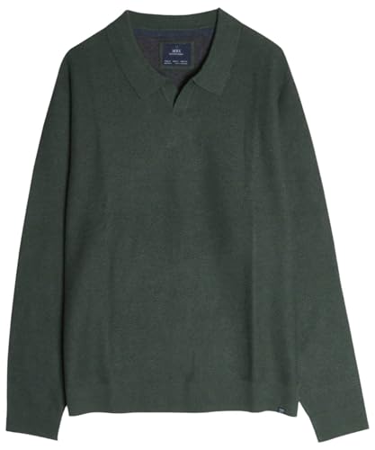 Men's Sweaters - Men's Hunter Green Collared Knit Sweater