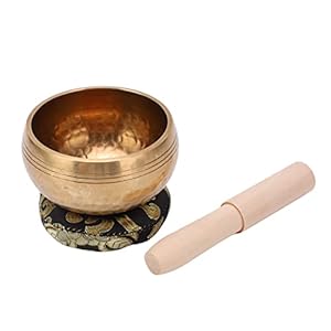 LetCart Meditatiekom klanken voor yoga, meditatietherapie, handgemaakte Nepalese Boeddha klankschaal, draagbaar chanta-instrument, spirituele decoratie, diameter 12,7 cm