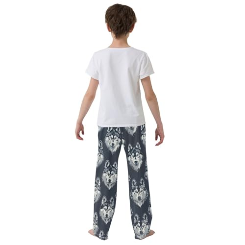 Husky Head Boys Long Pants Soft Trousers Elastic Waist Kids Lounge Bottoms with Pockets S-XL3