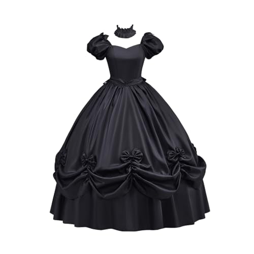 Damen Gothic Viktorianisches Rokoko Kleid Bürgerkrieg Southern Belle Tea Party Ballkleid Mittelalter Abendkleid, Schwarz, 3X-Groß