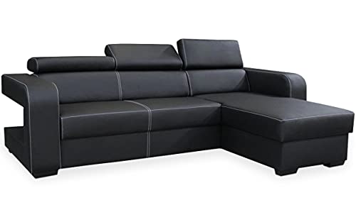 Menzzo Espinosa Ausziehbare Ecksofas, schwarz, L247 x T176 x H86 Liegefläche: L200 x T120 cm Cover