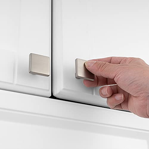Koofizo Square Cabinet Knob - Brushed Nickel Pull Handle (31Mm / 1.2 Inch), Pack Of 5 For Kitchen Cupboard Door, Bedroom Dresser Drawer, Bathroom Wardrobe Hardware #TOP2