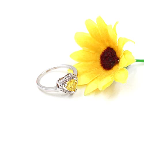 Uloveido Platinum Plated Crystal Love Heart Solitaire Wedding Promise Rings Valentines Gifts for Women Female Y31304