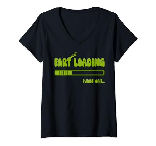Donna Fart Loading Please Wait Funny Farting Maglietta con Collo a V