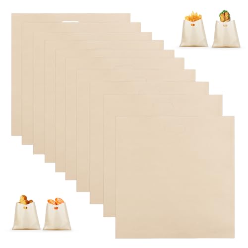 10PCS Bolsa Sandwich Tostadora, 16 x 16,5cm Bolsas para Tostada Antiadherente, Bolsa Tostadora Reutilizable, Bolsa de Sándwich de Teflón Reutilizables, Facil de Limpiar, para Tostar Sandwich Pizza