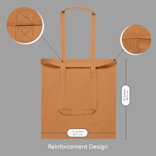 Image of TOPDesign 6-Pack Economical 16 inchx15 inch Khaki Cotton Tote Bags, Lightweight Medium Reusable Grocery Shopping Cloth Bags, Suitable for DIY, Advertising, Promotion, Gift, Activity