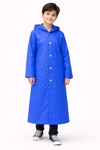 Image of Nephar Boys & Girls Waterproof Hooded Raincoat | Long Rain Protection Jacket | Lightweight Windproof Monsoon Wear | Kids Outdoor Rain Coat