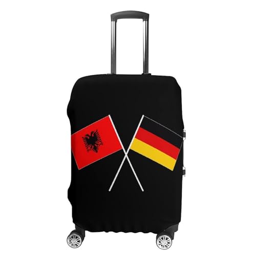 Albania Germany Flag Travel Luggage Cover for Suitcase 19-32 Inches Elastic Washable Baggage Protector