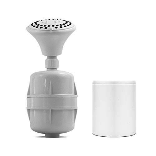 Read About White Shower Filter w/ 5 Function Massager Head - ProMax Water Filter Cartridge removes C...