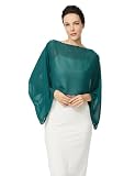 BEAUTELICATE Capa de Chiffon para Mujer con Mangas Estolas Chales para Vestidos de Noche Novia y Fiestas-Azul Verdozo