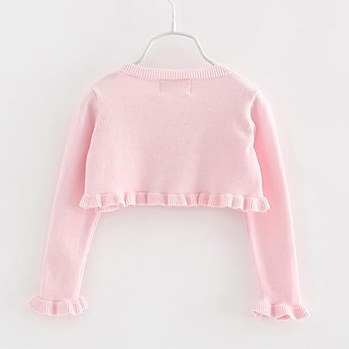 Cardigã feminino de malha com babados Bolero Shru Bebê verão manga comprida cropped jaqueta com botõ