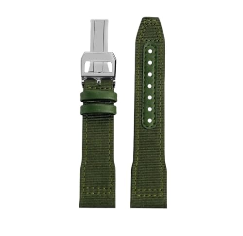 [ȓX] 20 21 22 ~[gu[O[uXbg Fit For IWC iCU[vohrbOpCbg̉q܃}[N 18 vXgbv(Green silver folding,20mm)
