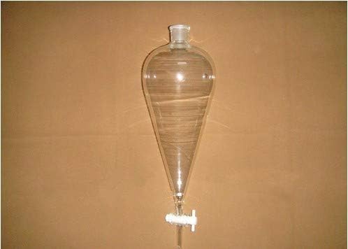 GOWE 3000ml,24/29,Pyriform Separatory Drop Funnel,PTFE stopcock,Glass stopper,Lab Separatory funnel