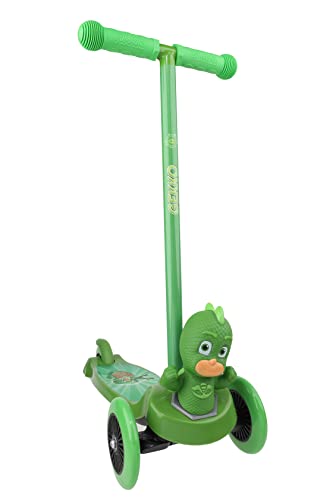 PJ Masks Gekko Self Balancing Kick Scooter Toddler Scooter & Kids Scooter, Extra Wide Deck, 3 Wheel Platform, Foot Activated Brake, 75 lbs Limit, Kids & Toddlers Girls or Boys, for Ages 3 and Up