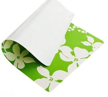 MAOYE Easy-to-Clean Table Mats Kitchen Placemats Plastic Meal mat for Have Meals Size 43X28 cm Flower Pattern 4pcs/1set (Green)
