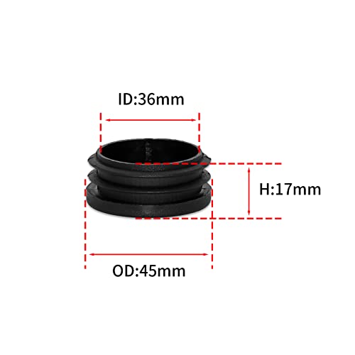 Image of Flyshop 8 Pack Black Plastic Hole Plug Round Tubing End Cap Chair Glide Inserts 45 mm, 1-3 /4 inch