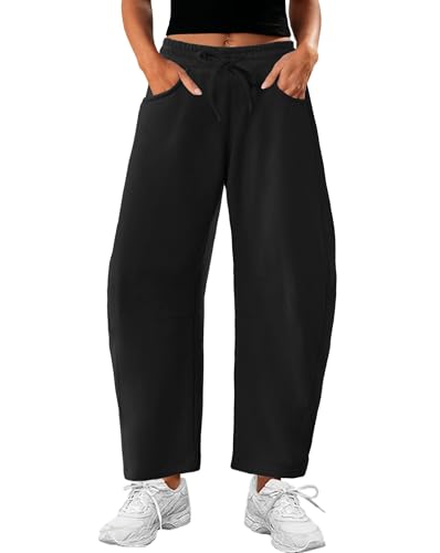 IWD Womens Barrel Sweatpants 2025 Baggy Wide Leg Pants Casual Elastic Waisted Drawstring Sweat Pants with Pockets2