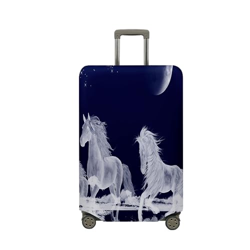 Copri Valigia 3D Modello di Cavallo Grande Coprivaligia 18-32 Pollici Elastico Coperture per Valigie Antipolvere Lavabile per Viaggi Business Sotto luna XL 30-32 pollici