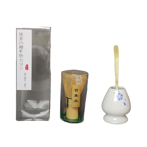 SXYAO Japanese Traditional Matcha Whisk Set Bamboo Handmade Tea Pick Color Glaze Whisk Stand 3-Piece Set Matcha Kit Reusable with Milk Coffee Easy Brewing(Four-leaf clover set)
