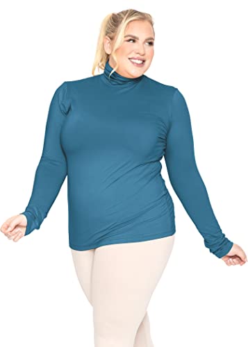 Image of Womens Turtle Neck | Long Sleeve and Sleeveless Top | Plus Size XL-7X | Tops Women White Turtleneck Women