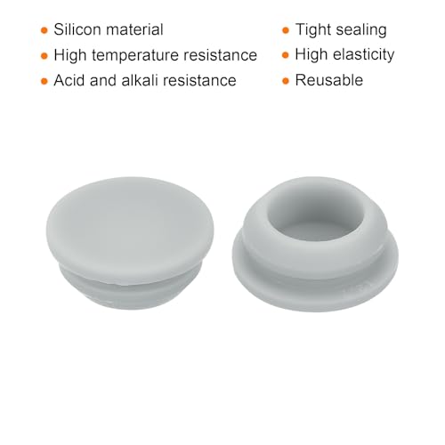Image of MECCANIXITY 10pcs Silicone Snap in Locking Hole Plugs,12.5mm /0.5 Inch Mounting Diameter Narrow Groove Width 2mm Panel Seal Cover Round for Kitchen Bulkheads Waterproof Sealing Plugs Grey