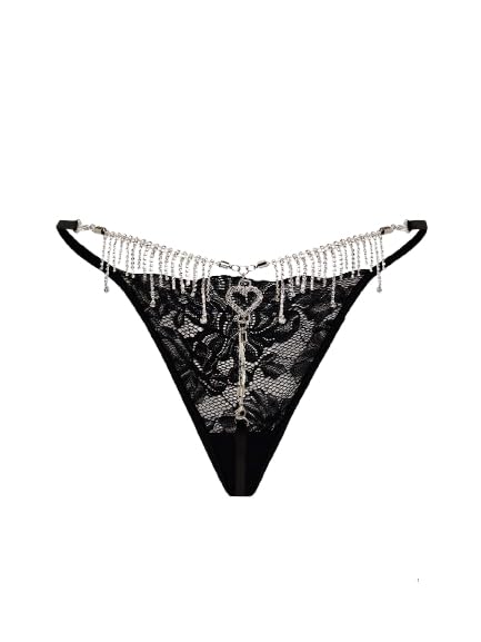 Image of RoseSeek Women's Sparkling Butterfly Chain Underwear Low Rise Cheeky G String Panty