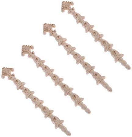 MUXSAM Calcomanías largas de madera tallada, paquete de 4 apliques decorativos para muebles para pared, puerta, espejo, armario, armario, cabecero,