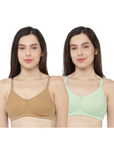 Image of Softline Women's Cotton Rich Wire-Free Non-Padded Molded Bra Combo | Full Coverage & Breathable Comfort | Lightweight, Skin-Friendly Everyday Wear (Pack of 2)