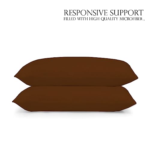 Image of Microfiber Pillow Set of 2 for Sleeping - 17x27 Inches, Chocolate