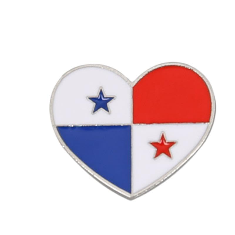 Image of Heart-shaped Panama National Flag Enamel Pin and the Panamanian Badge Brooch For Backpack and Coat