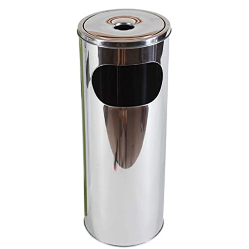 Acan Cenicero- Papelera de Metal de 20,6x59 cm. Basurero con Apartado para Ceniza de 20,6x59 cm. Papelera de pie con Compartimento para Ceniza. Cubo de Basura + cenicero de Metal.