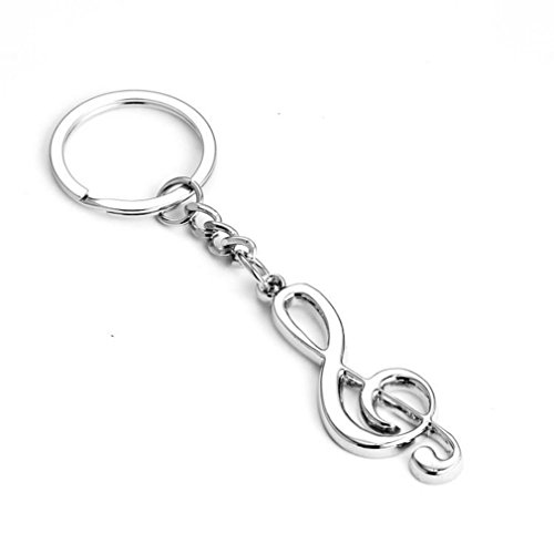 Kitechildhood Stainless Steel Metal Treble Clef Musical Symbol Key Ring Key Chain Gift Silver