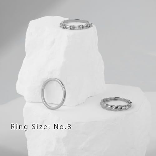 Rings for Women Stackable, Non Tarnish Set of 3 Dainty 18K Gold Plated Stacking Trendy Ring Set, Statement Promise Wedding Bands Engagement Rings3