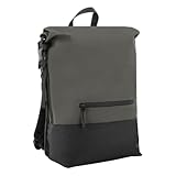 Mobilis Mochila Urbana Rolltop con Bolsillo Reforzado para Ordenador Portátil 16', Gran Capacidad de 25 L, Elegante y Funcional, Repelente al Agua, Uso Diario y Profesional - Gris/Negro