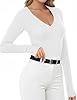 YOGINGO Women's Long Sleeve Deep V Neck Bodysuits ... #2