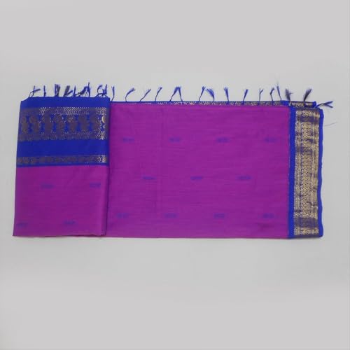 Image of Pure Kalyani Cotton Saree | Zari Border & Blouse Piece - Lata Gadwal Design | Traditional Saree