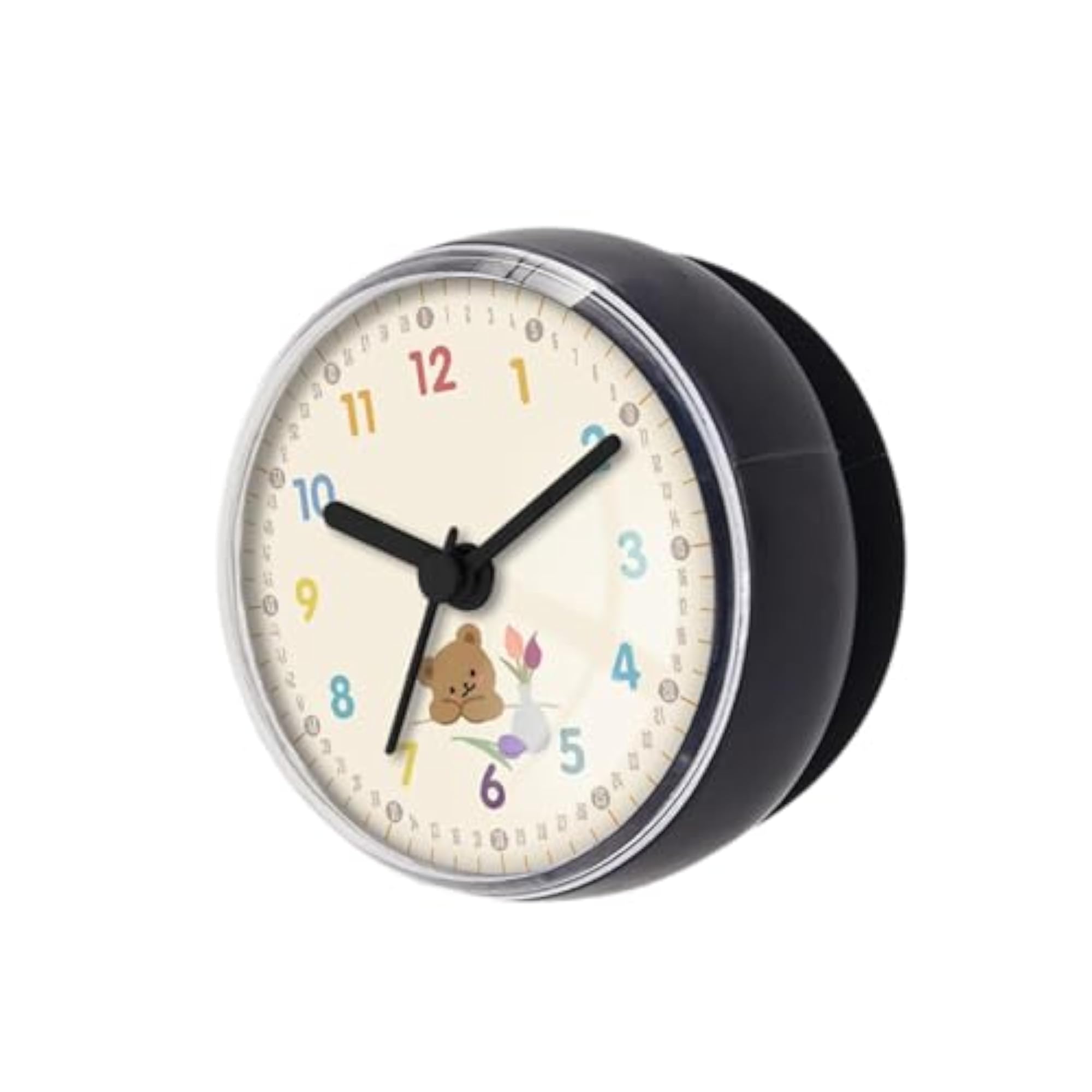Compact Modern Suction Cup Clock, Black Gray
